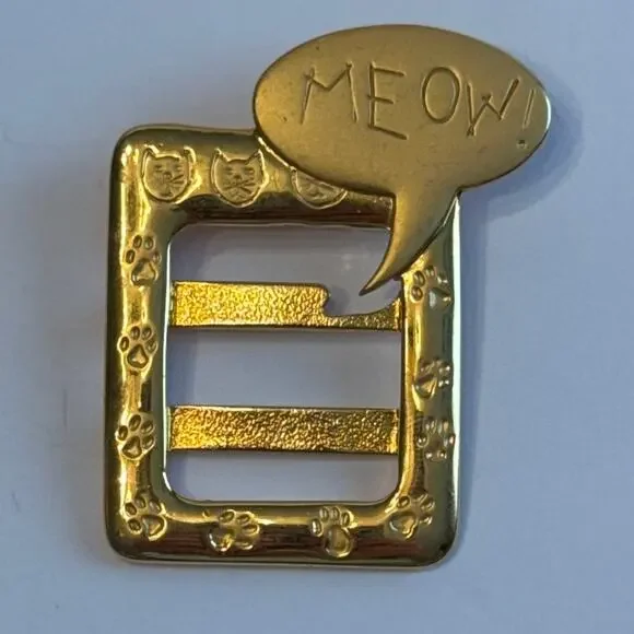 Lot of 3 Vintage JJ Jonette Marked Kitty Cat Lapel Pin Brooch Whimsical MCM - Picture 5 of 13